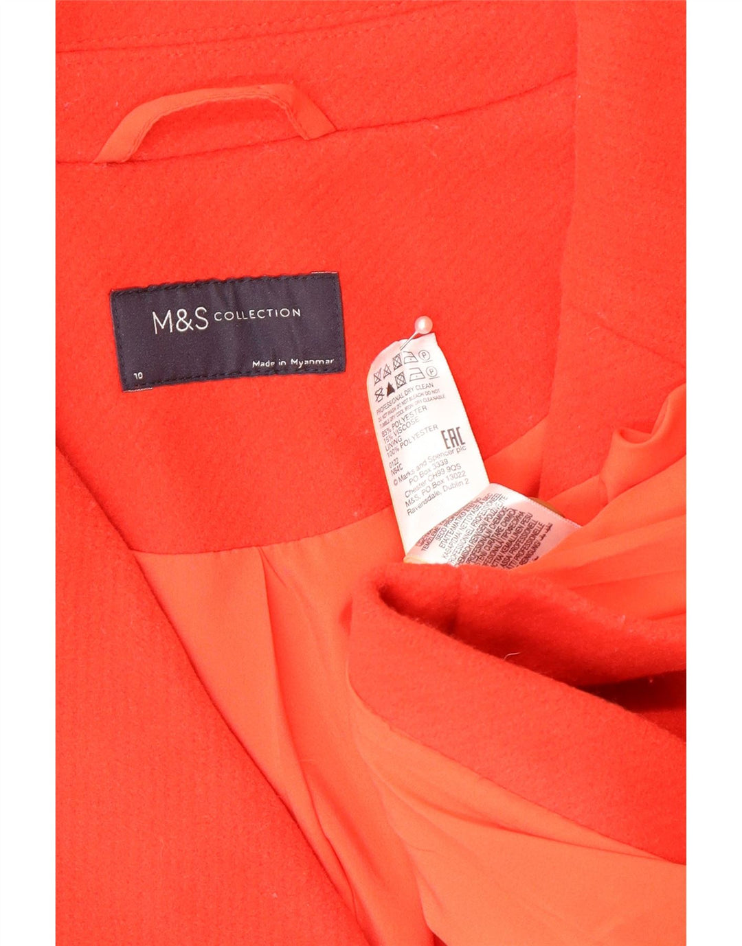 Marks & Spencer Womens Oversized Overcoat UK 10 Small Red Polyester