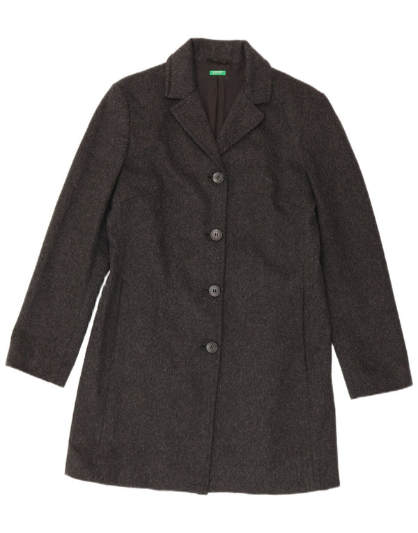 Benetton Womens Overcoat IT 44 Medium Grey Wool