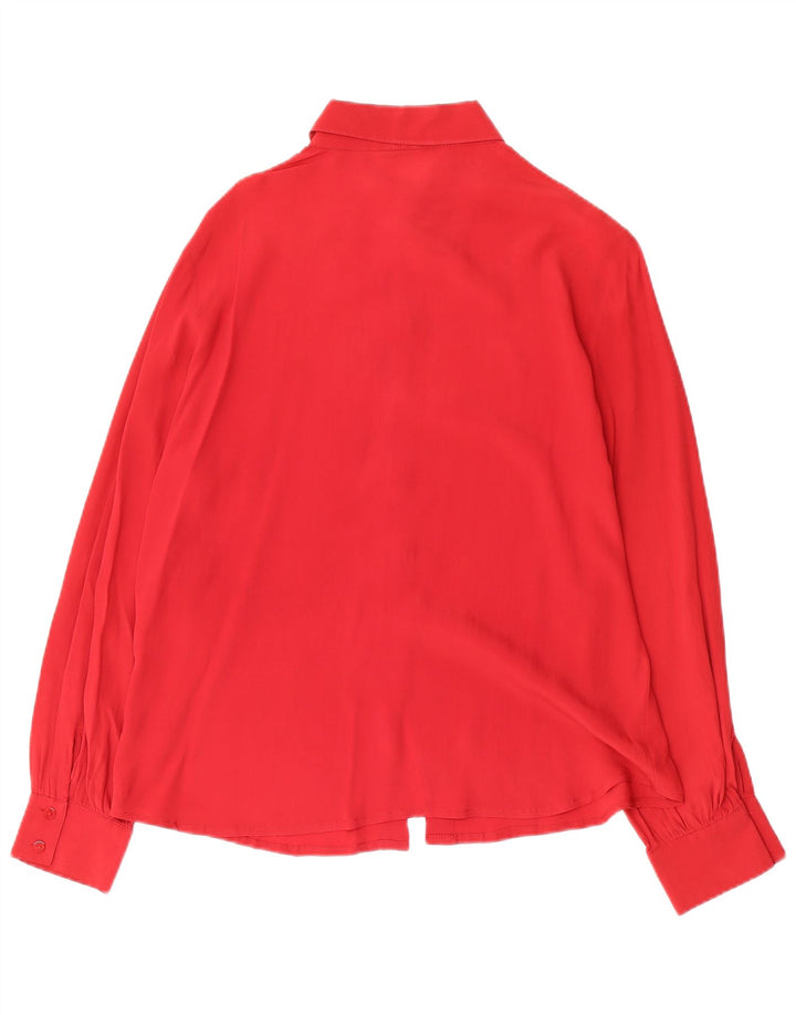 Superior Womens Shirt Blouse IT 48 XL Red Silk