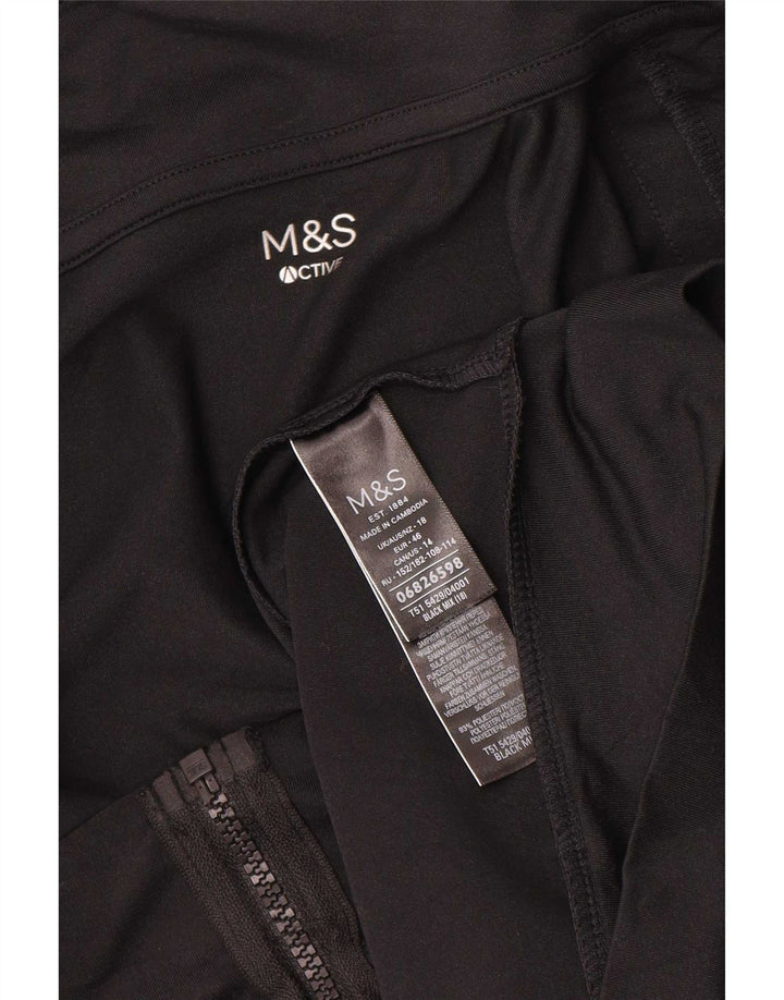 Marks & Spencer Womens Tracksuit Top Jacket UK 18 XL Black Colourblock