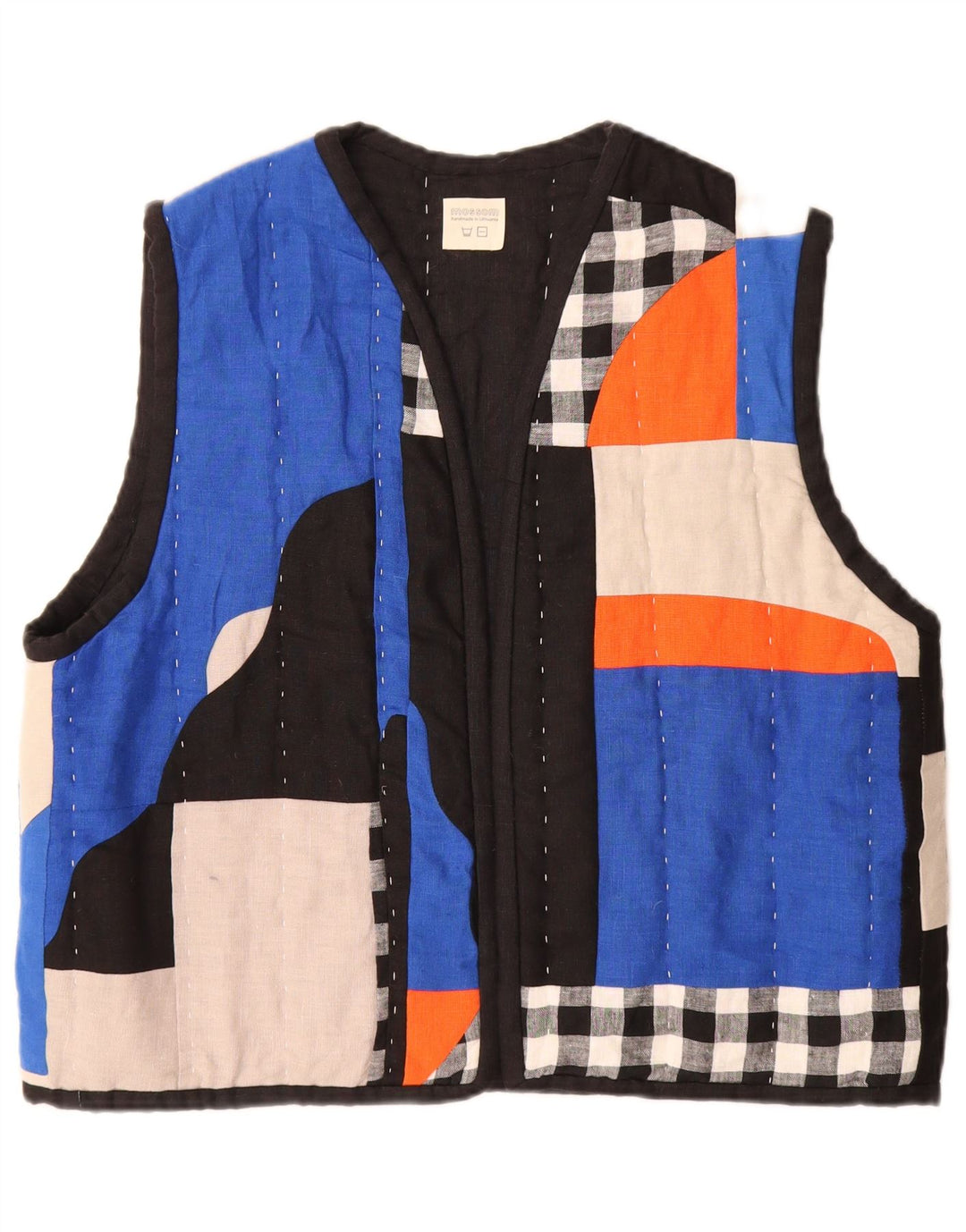 Mossom Womens Handmade Open Quilted Gilet UK 18 XL Multicoloured Patchwork