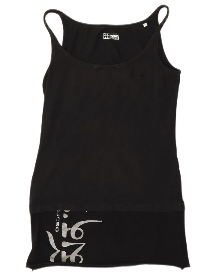 Lotto Womens Graphic Vest Top UK 12 Medium Black Polyester