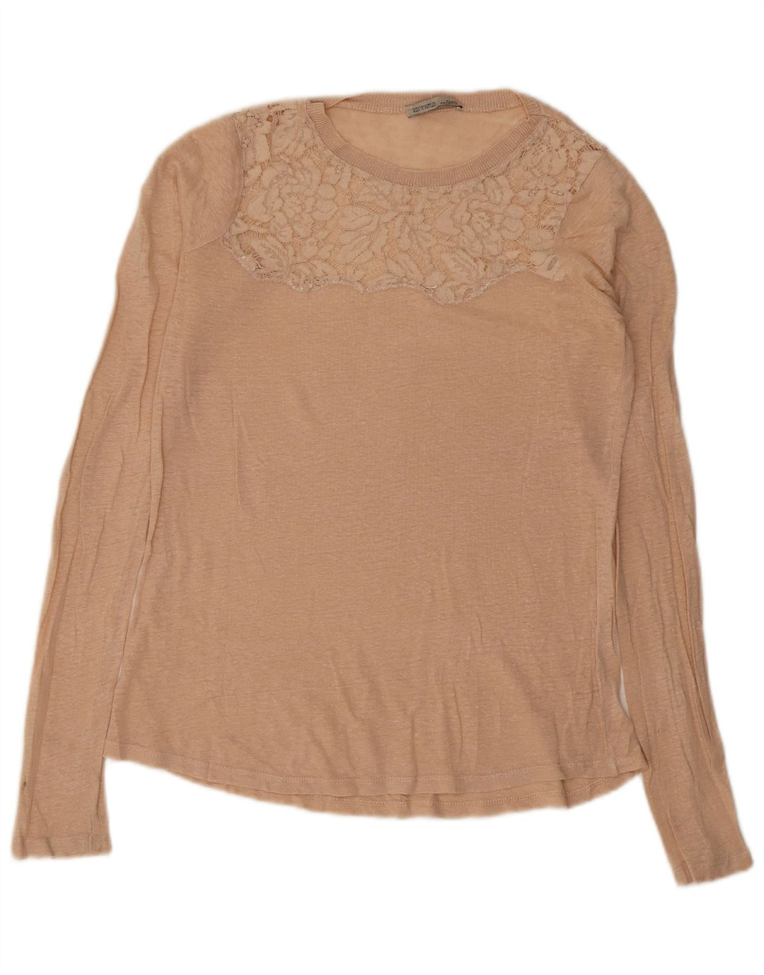 Zara Womens Top Long Sleeve UK 10 Small Beige