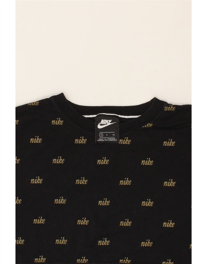 NIKE Womens Crop Graphic T-Shirt Top UK 10 Small Black Vintage Nike and Second-Hand Nike from Messina Hembry 