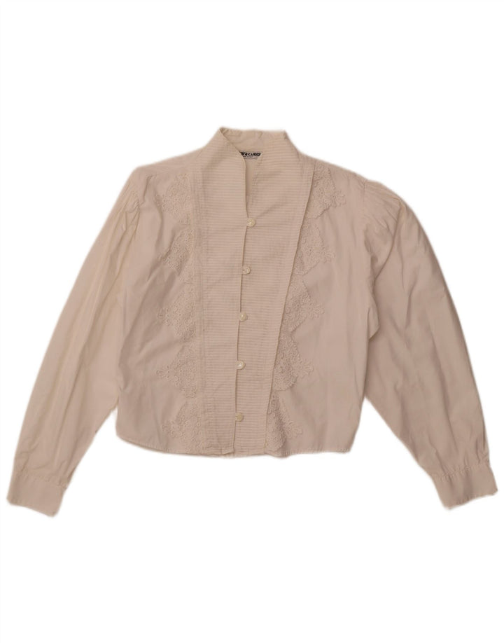 Enara Camice Womens Crop Shirt Blouse UK 14 Medium White Cotton