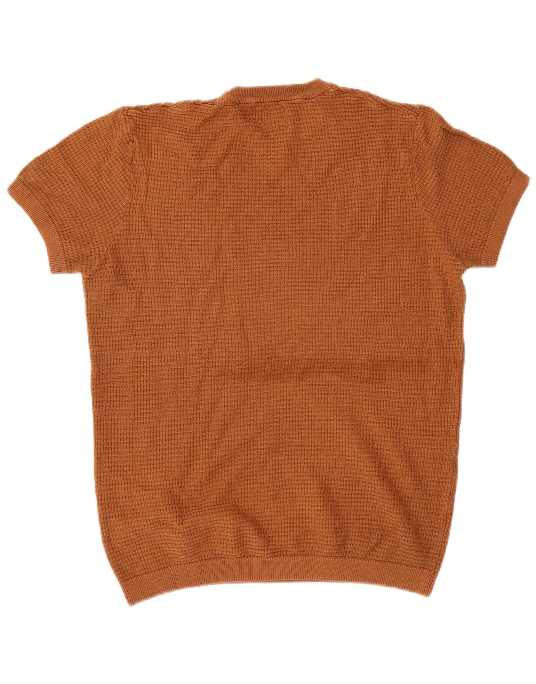 Zara Mens Short Sleeve Crew Neck Jumper Sweater Medium Brown