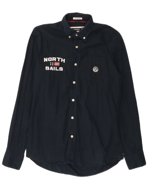 North Sails Mens Graphic Shirt Small Navy Blue Cotton