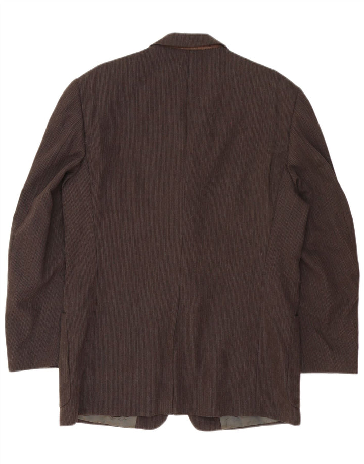 Trussardi Mens 3 Button Blazer Jacket IT 50 Large Brown Pinstripe Acetate