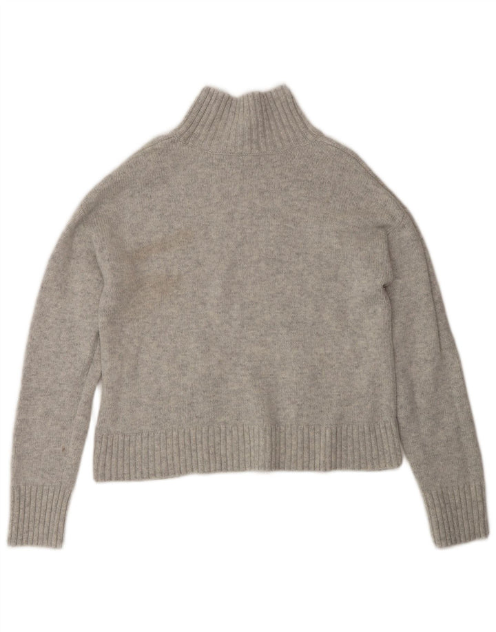 Hobbs Womens Crop Turtle Neck Jumper Sweater UK 14 Medium Grey Wool