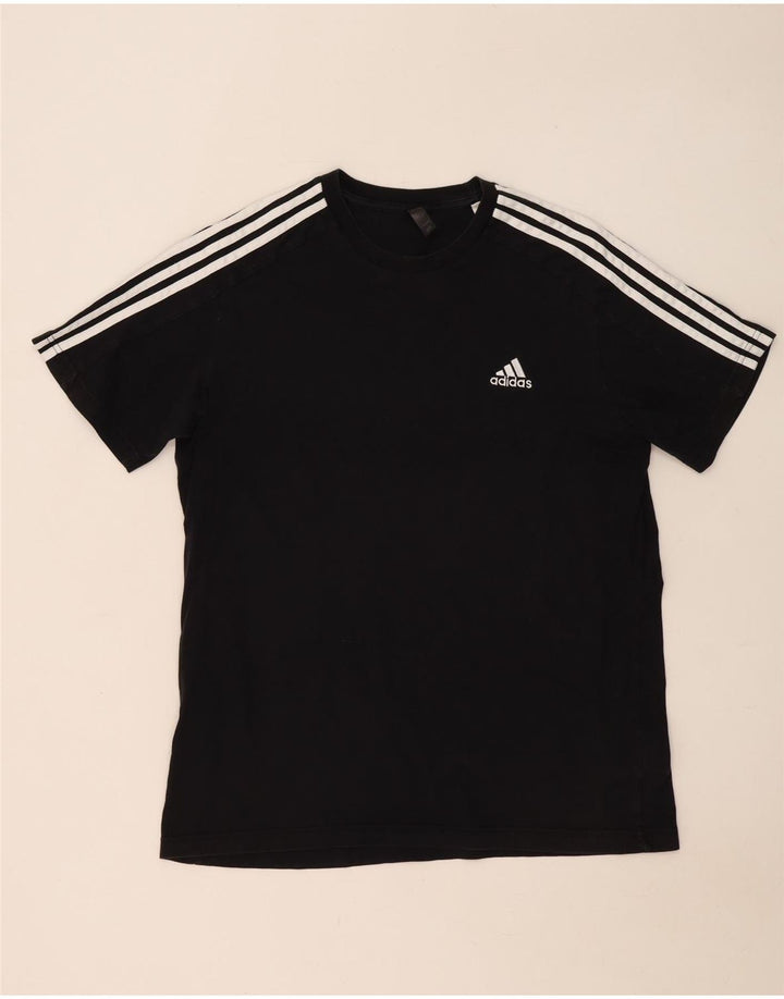 Adidas Mens T-Shirt Top Large Black Cotton