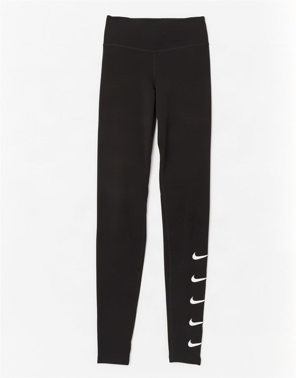 Nike Womens Dri Fit Graphic Leggings UK 4 XS Black Polyester