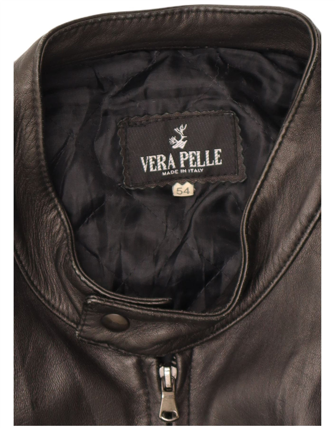 Vintage Womens Zip Leather Jacket IT 54 2XL Brown Leather