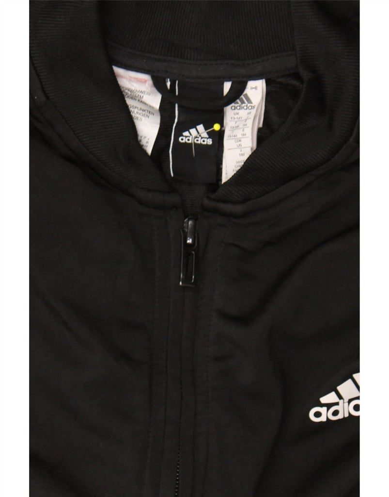 ADIDAS Boys Tracksuit Top Jacket 13-14 Years  Black Polyester Vintage Adidas and Second-Hand Adidas from Messina Hembry 