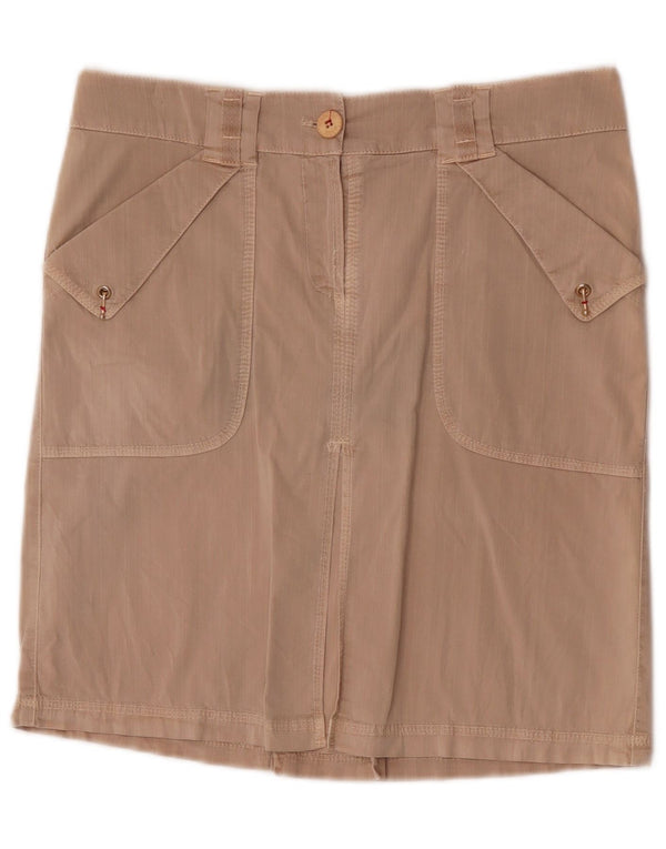Trussardi Jeans Womens Straight Skirt IT 44 Medium W30 Beige Cotton