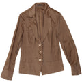 VERA MONT Womens 3 Button Blazer Jacket UK 12 Medium Brown Polyester Vintage Vera Mont and Second-Hand Vera Mont from Messina Hembry 