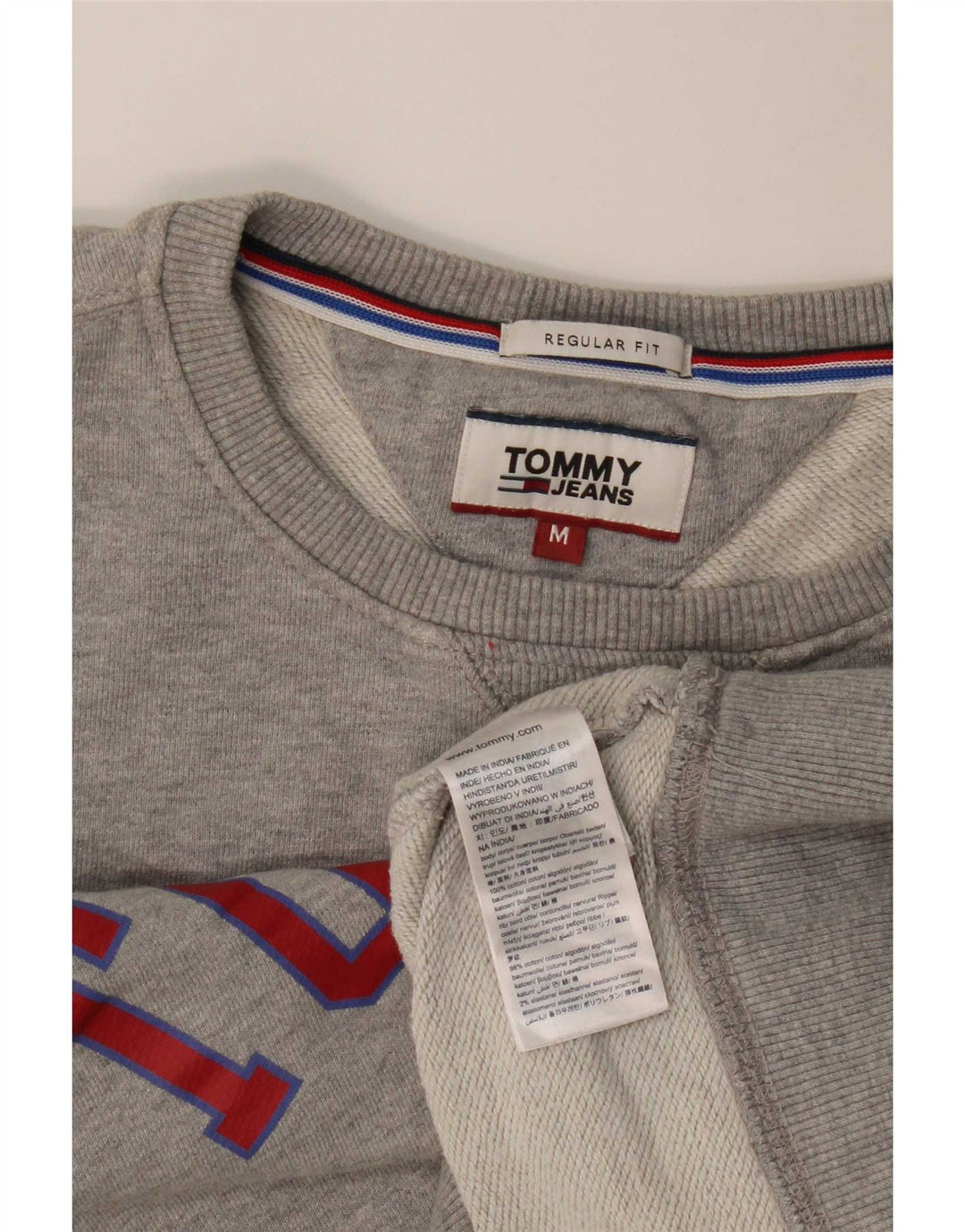 Tommy Hilfiger Womens Graphic Sweatshirt Jumper UK 14 Medium Grey Flecked