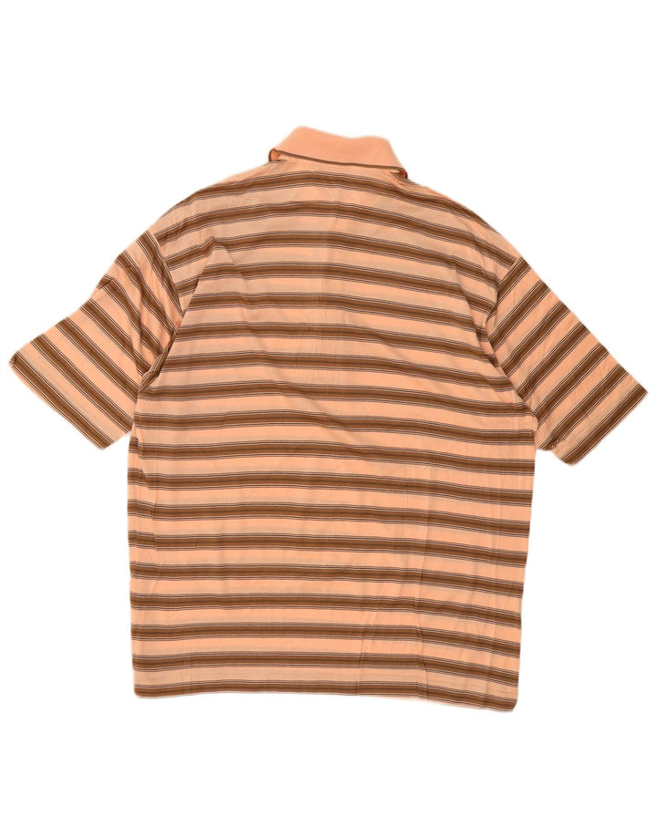 Franco Ziche Mens Polo Shirt Large Beige Striped