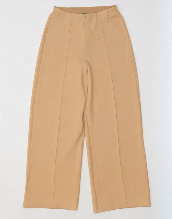 Benetton Womens Wide Leg Casual Trousers Small W26 L30 Beige Polyester