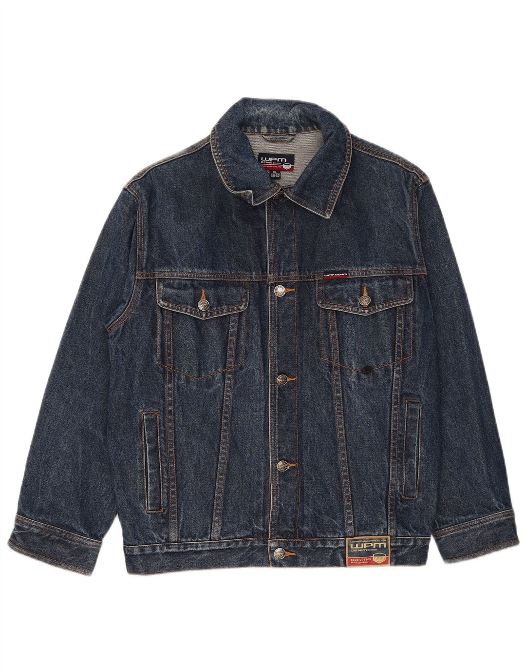 WPM Mens Denim Jacket UK 42 XL Blue Cotton