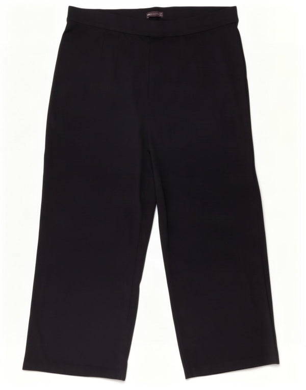 Marks & Spencer Womens High Waist Casual Trousers UK 22 3XL W40 L28 Navy Bl