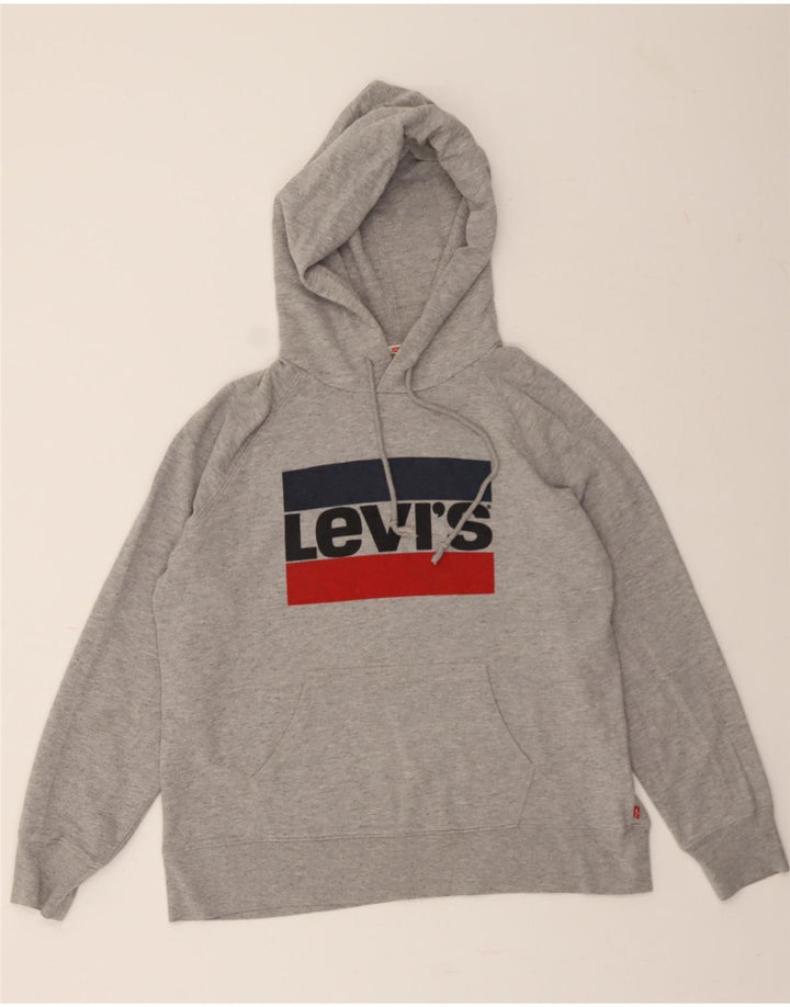 LEVI'S Mens Graphic Hoodie Jumper Medium Grey Cotton Vintage Levi's and Second-Hand Levi's from Messina Hembry 