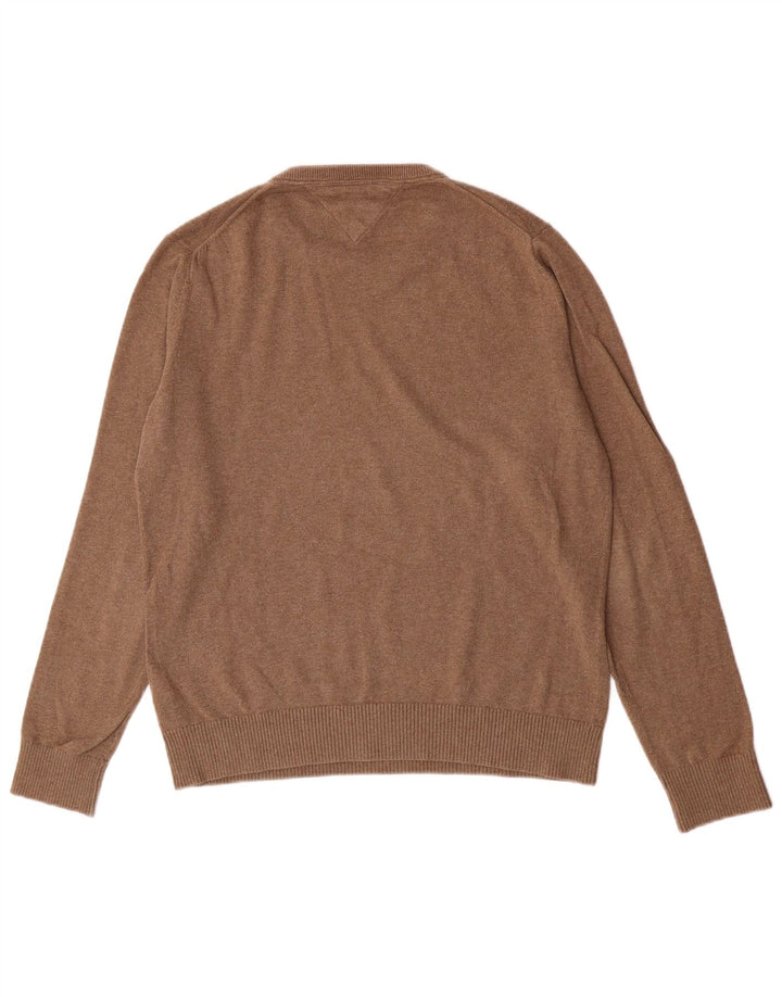 Tommy Hilfiger Mens Crew Neck Jumper Sweater Medium Brown Cotton