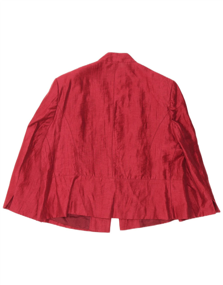 CC Womens 1 Button Blazer Jacket UK 20 2XL Burgundy Linen