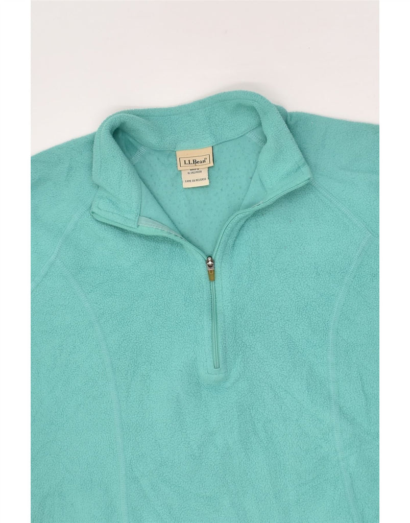 L.L.BEAN Womens Zip Neck Fleece Jumper UK 6 XS Turquoise Polyester | Vintage L.L.Bean | Thrift | Second-Hand L.L.Bean | Used Clothing | Messina Hembry 