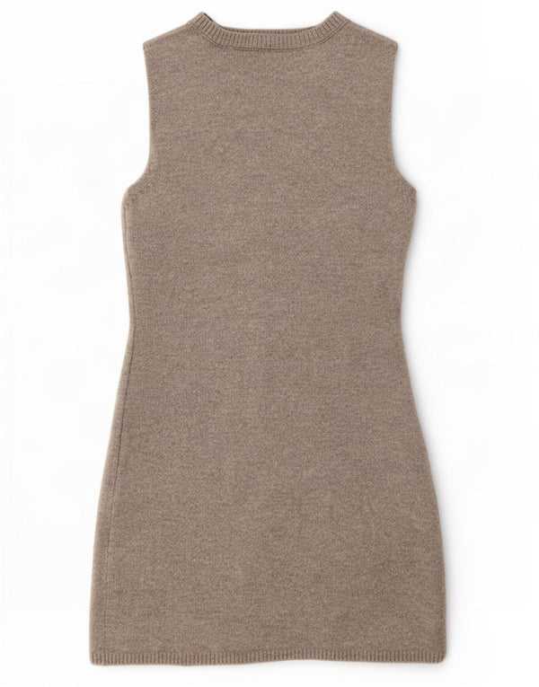 Zara Womens Sleeveless Jumper Dress UK 12 Medium Grey Wool