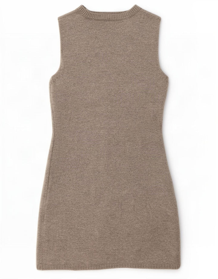 Zara Womens Sleeveless Jumper Dress UK 12 Medium Grey Wool