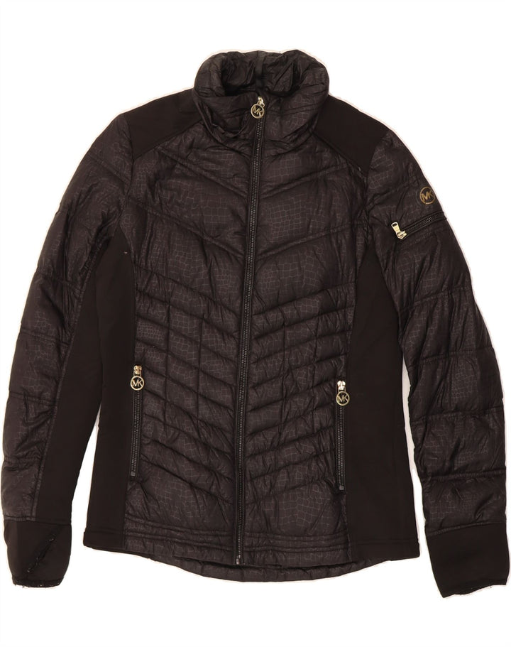 MICHAEL KORS Womens Padded Jacket UK 10 Small Black Animal Print Polyester Vintage Michael Kors and Second-Hand Michael Kors from Messina Hembry 