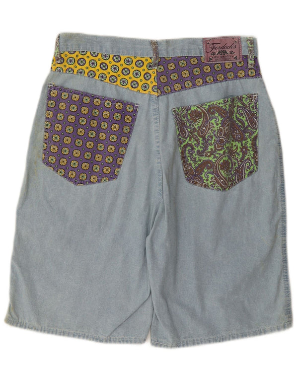Fordocks Mens Bermuda Shorts IT 46 Small W30 Blue Patchwork Cotton