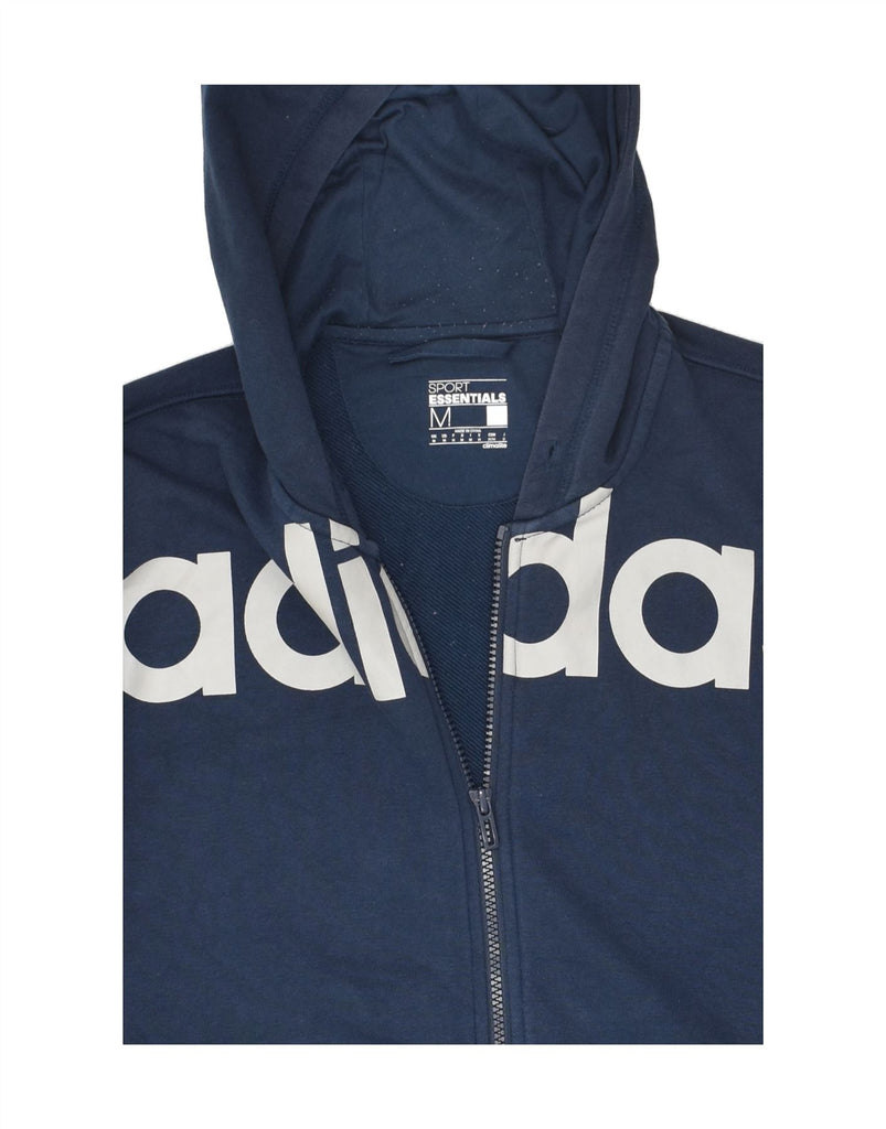 ADIDAS Mens Graphic Zip Hoodie Sweater Medium Navy Blue Cotton | Vintage Adidas | Thrift | Second-Hand Adidas | Used Clothing | Messina Hembry 