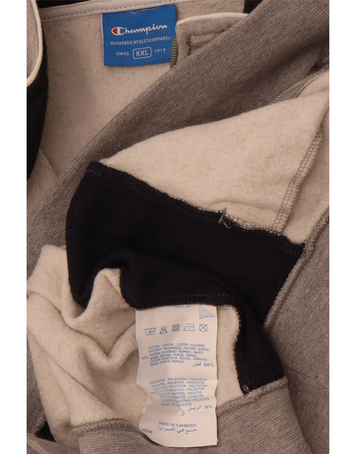 CHAMPION Mens Tracksuit Top Jacket 2XL Grey Colourblock Cotton