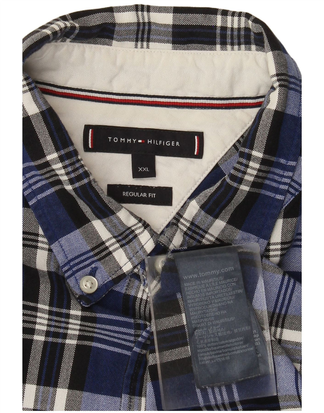 Tommy Hilfiger Mens Regular Fit Shirt 2XL Blue Check Cotton