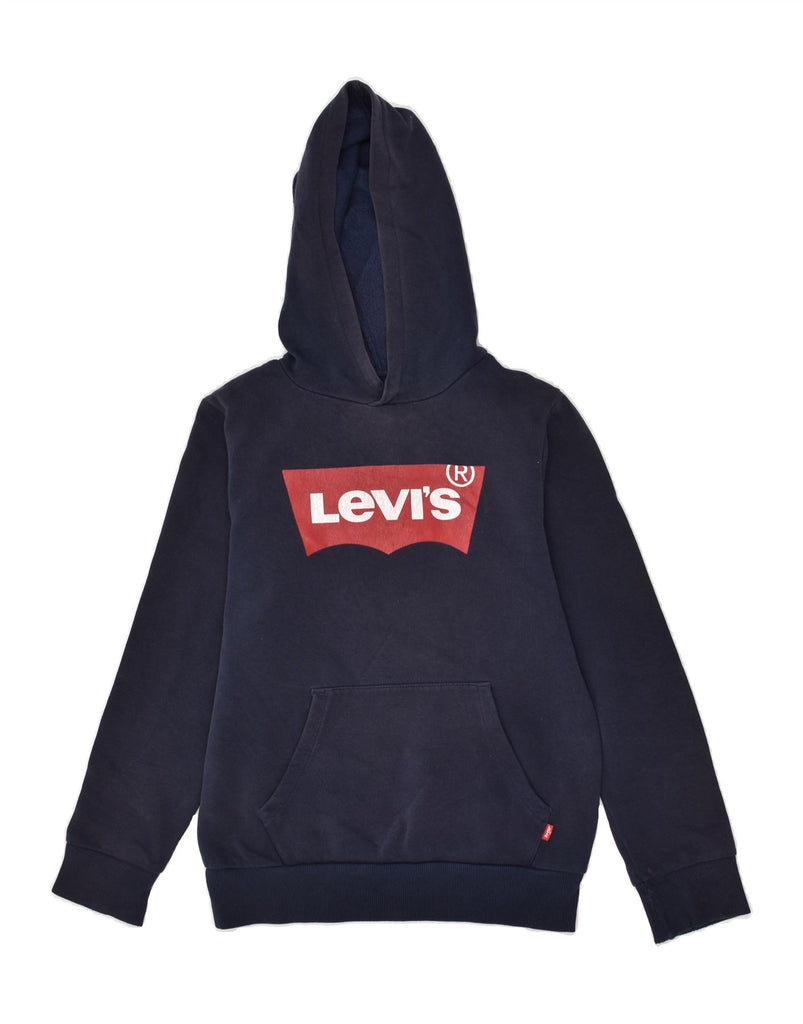 LEVI'S Boys Graphic Hoodie Jumper 13-14 Years  Navy Blue Cotton | Vintage Levi's | Thrift | Second-Hand Levi's | Used Clothing | Messina Hembry 