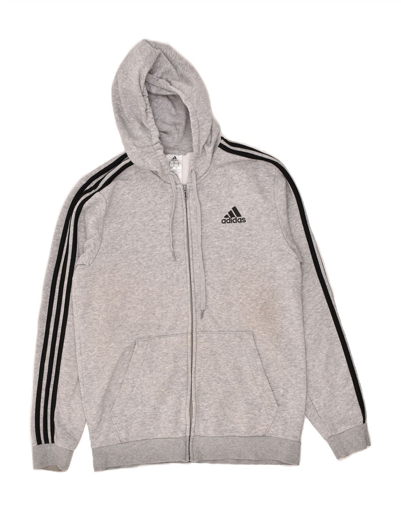 ADIDAS Mens Zip Hoodie Sweater Medium Grey Cotton | Vintage Adidas | Thrift | Second-Hand Adidas | Used Clothing | Messina Hembry 