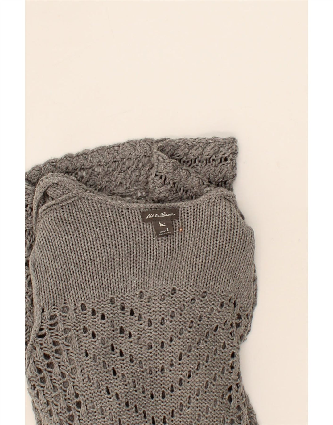 EDDIE BAUER Womens Longline Open Cardigan Sweater UK 10 Small Grey Cotton Vintage Eddie Bauer and Second-Hand Eddie Bauer from Messina Hembry 
