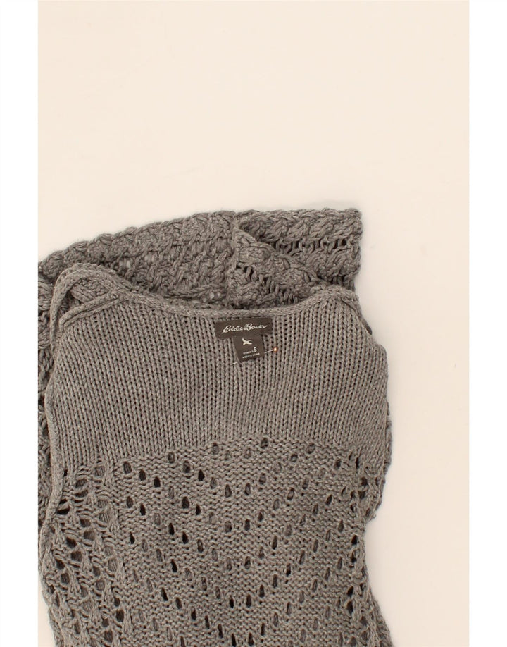EDDIE BAUER Womens Longline Open Cardigan Sweater UK 10 Small Grey Cotton Vintage Eddie Bauer and Second-Hand Eddie Bauer from Messina Hembry 