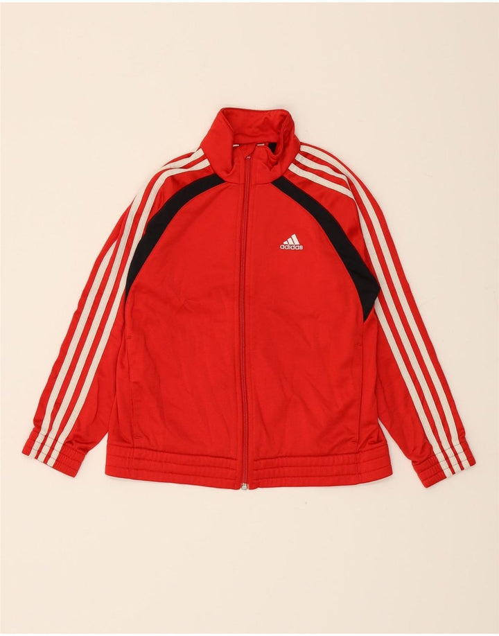 ADIDAS Boys Tracksuit Top Jacket 9-10 Years Red Polyester Vintage Adidas and Second-Hand Adidas from Messina Hembry 