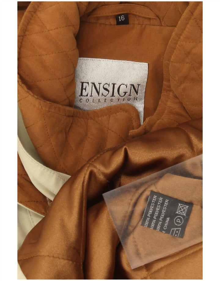 Ensign Womens Hooded Windbreaker Coat US 16 2XL Beige Polyester