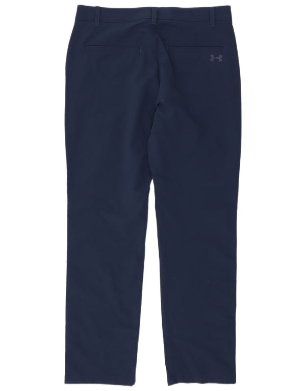 Under Armour Mens Straight Chino Trousers W34 L32 Navy Blue Polyester
