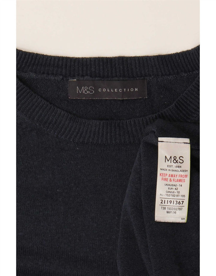 Marks & Spencer Womens Crew Neck Jumper Sweater UK 14 Large Navy Blue