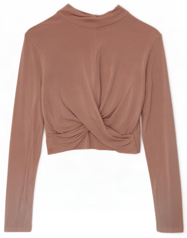 Topshop Womens Crop Top Long Sleeve UK 8 Small Pink Viscose