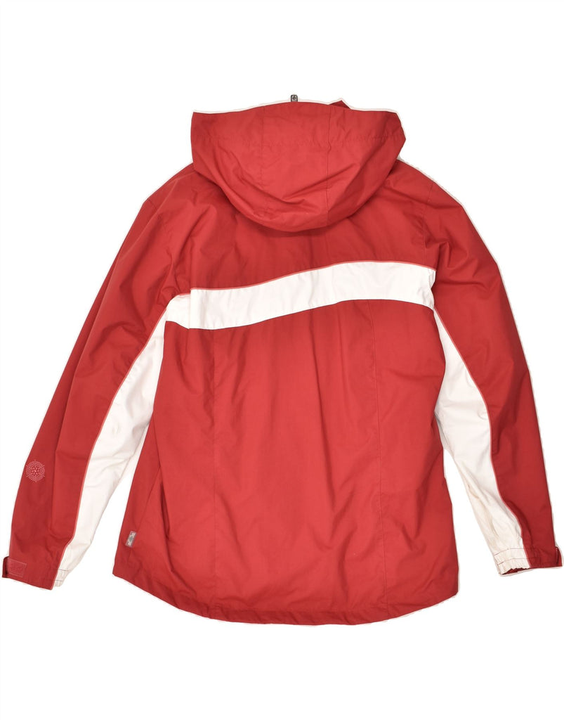 COLUMBIA Womens Hooded Windbreaker Jacket UK 14 Medium Red Colourblock | Vintage Columbia | Thrift | Second-Hand Columbia | Used Clothing | Messina Hembry 