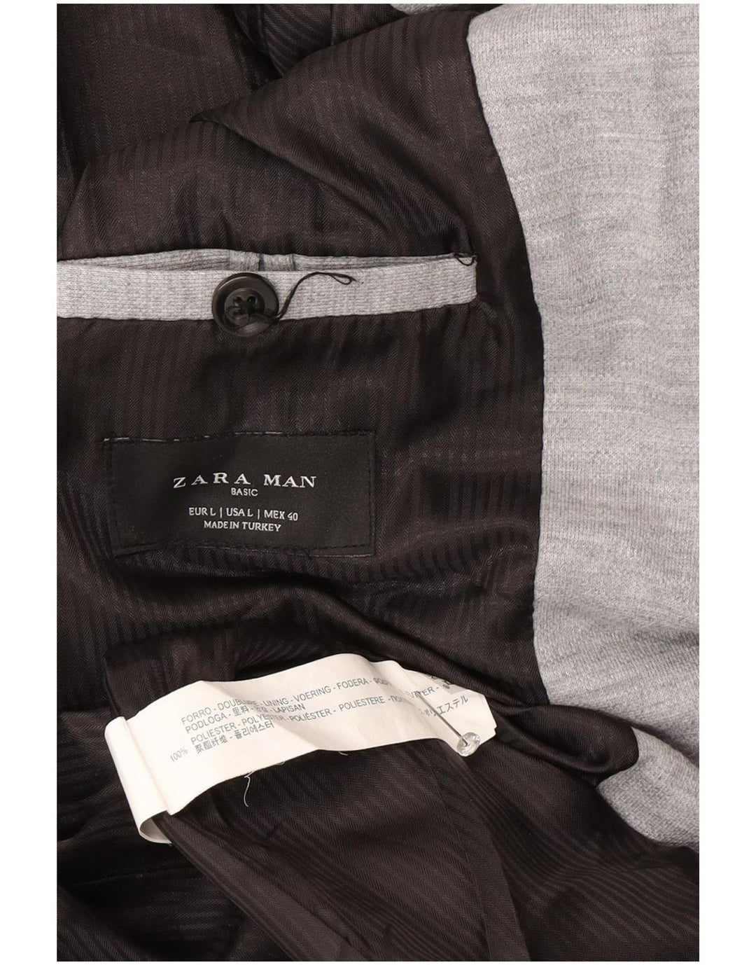 Zara Mens 2 Button Blazer Jacket UK 40 Large Grey
