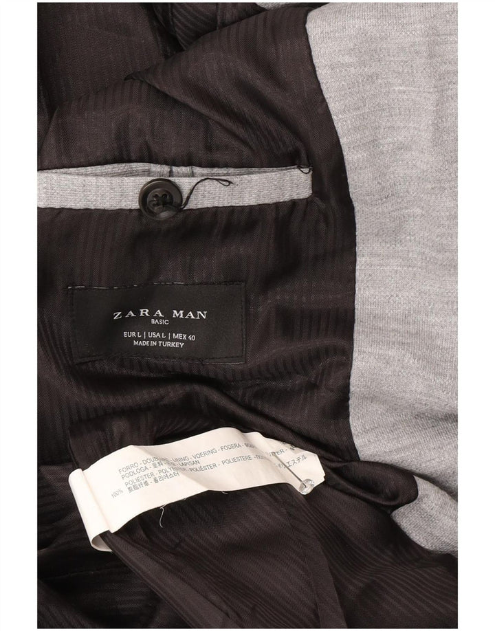Zara Mens 2 Button Blazer Jacket UK 40 Large Grey