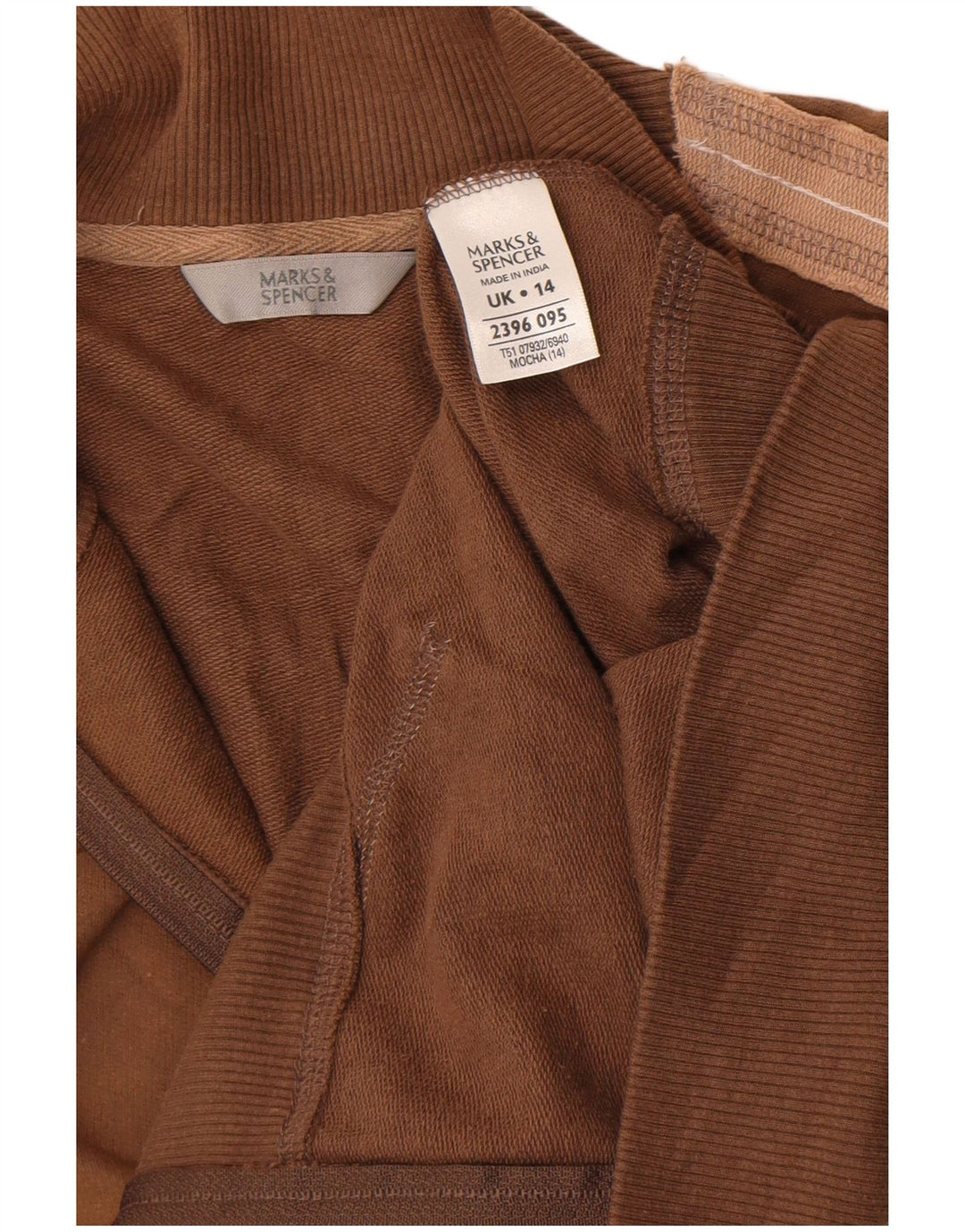 Marks & Spencer Womens Tracksuit Top Jacket UK 14 Large Brown Colourblock