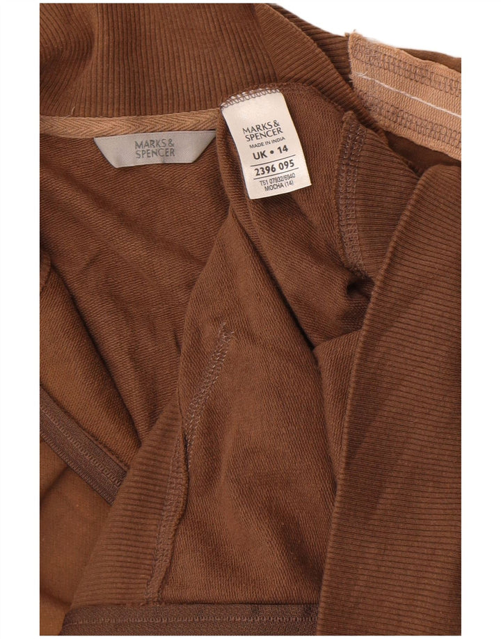 Marks & Spencer Womens Tracksuit Top Jacket UK 14 Large Brown Colourblock