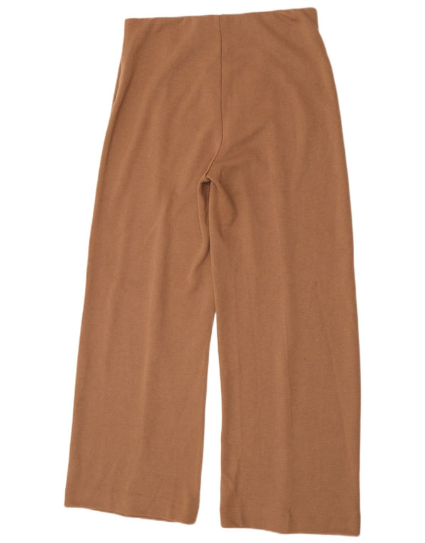 Marks & Spencer Womens Wide Leg Casual Trousers UK 14 Large W34 L32 Brown